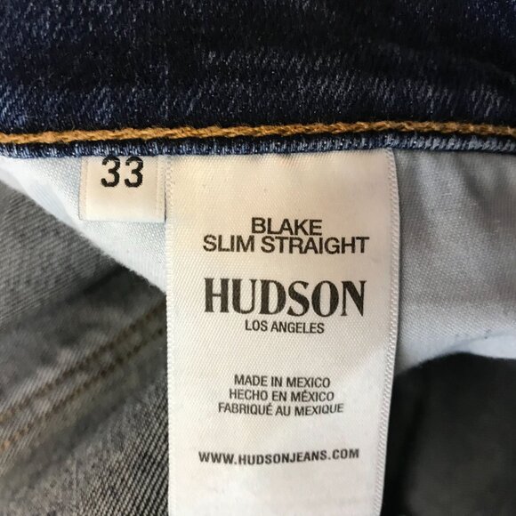 HUDSON - MEN'S 33 - BLUE DENIM BLAKE SLIM STRAIGHT COTTON BLEND JEANS - Picture 8 of 8